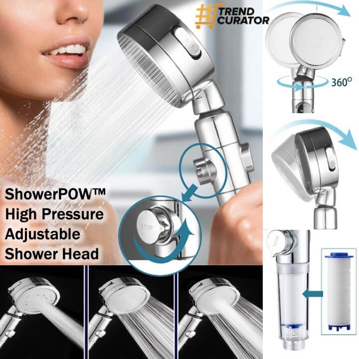 ShowerPOW™ High Pressure Adjustable Shower Head - Trend Curator